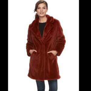 Sebby Collection Faux Fur Coat in Fox Red Color M